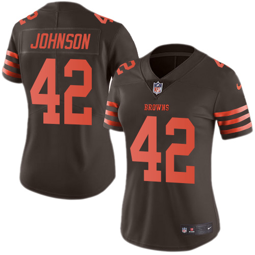 Women's Limited Malcolm Johnson Nike Jersey Brown - #42 Rush NFL Cleveland Browns